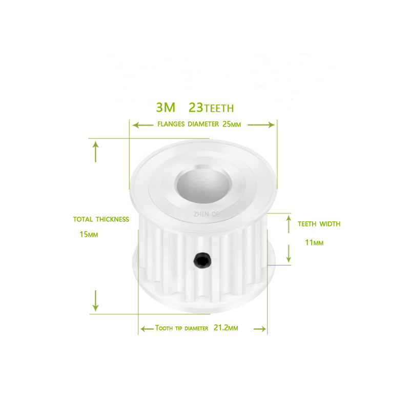 HTD 3M-23teeth 10mm belt width A type Bore 4 /5/ 6/ 6.35/ 8 /10/11/12/12.7/14/15 aluminum timing pulley-ZHENDE
