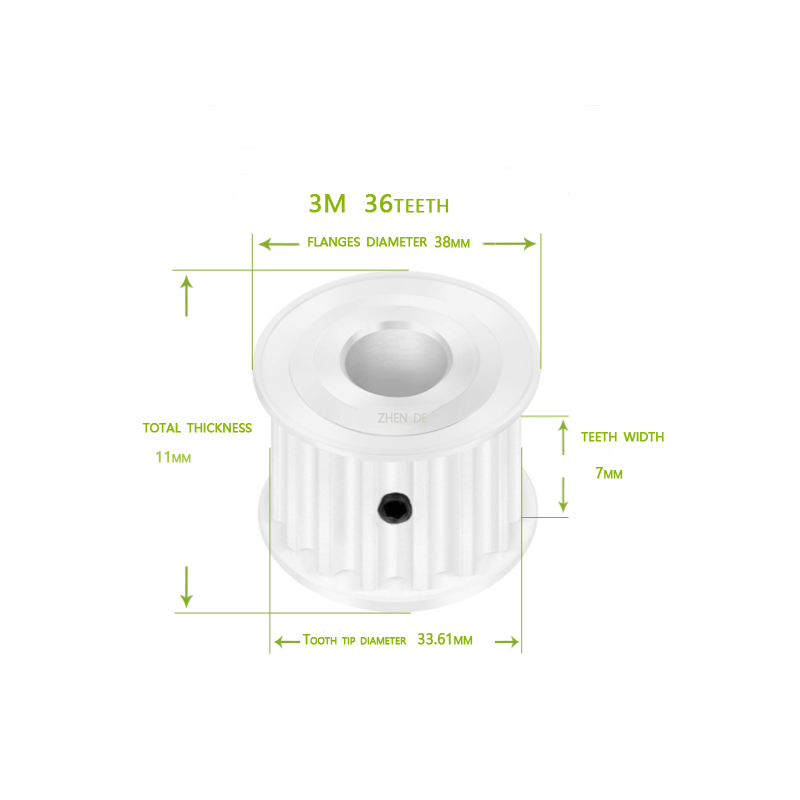 Aluminum Timing Pulley  -HTD 3M-36 teeth 6mm belt width