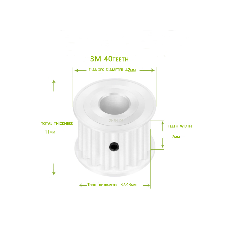 Aluminum timing pulley-HTD 3M-40teeth 6mm belt width-ZHENDE