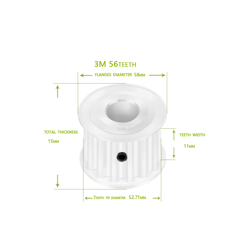 HTD 3M-56teeth 10mm belt width aluminum timing pulley-ZHENDE