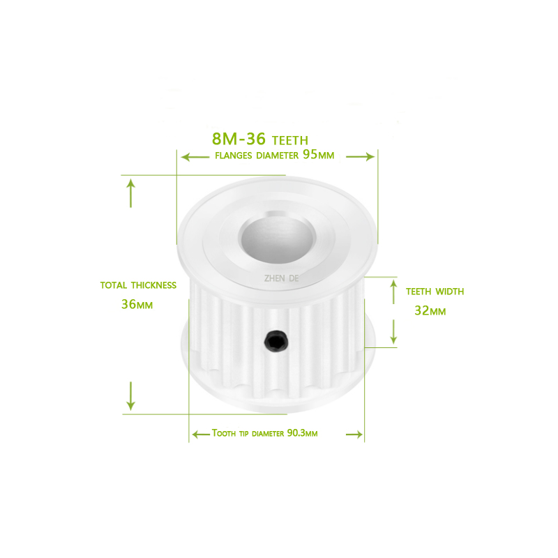 HTD 8M-36teeth 30mm belt width A type Bore 8/10/12/14/15/16/17/18/19/20/24/25/28 aluminum timing pulley-ZHENDE