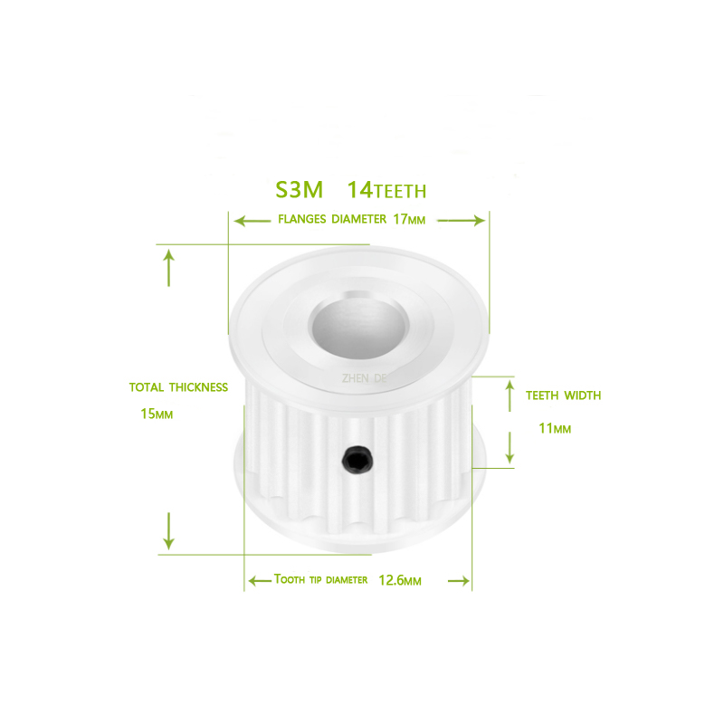 S3M-14 teeth A type Bore aluminum timing pulley-ZHENDE