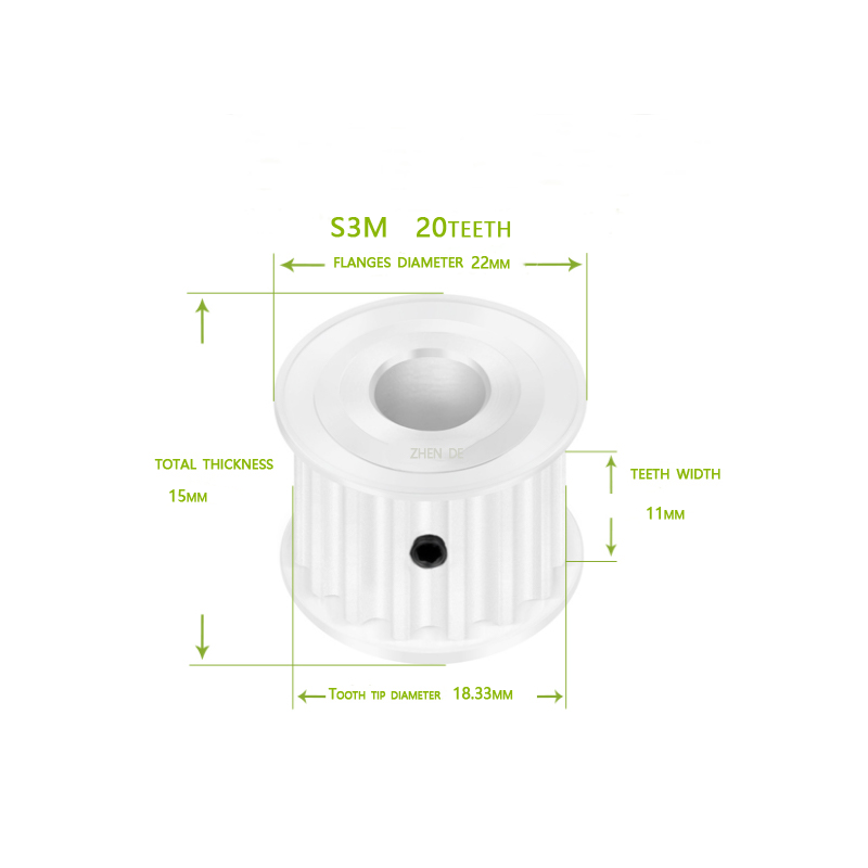 S3M-20 teeth 10mm belt width aluminum timing pulley-ZHENDE