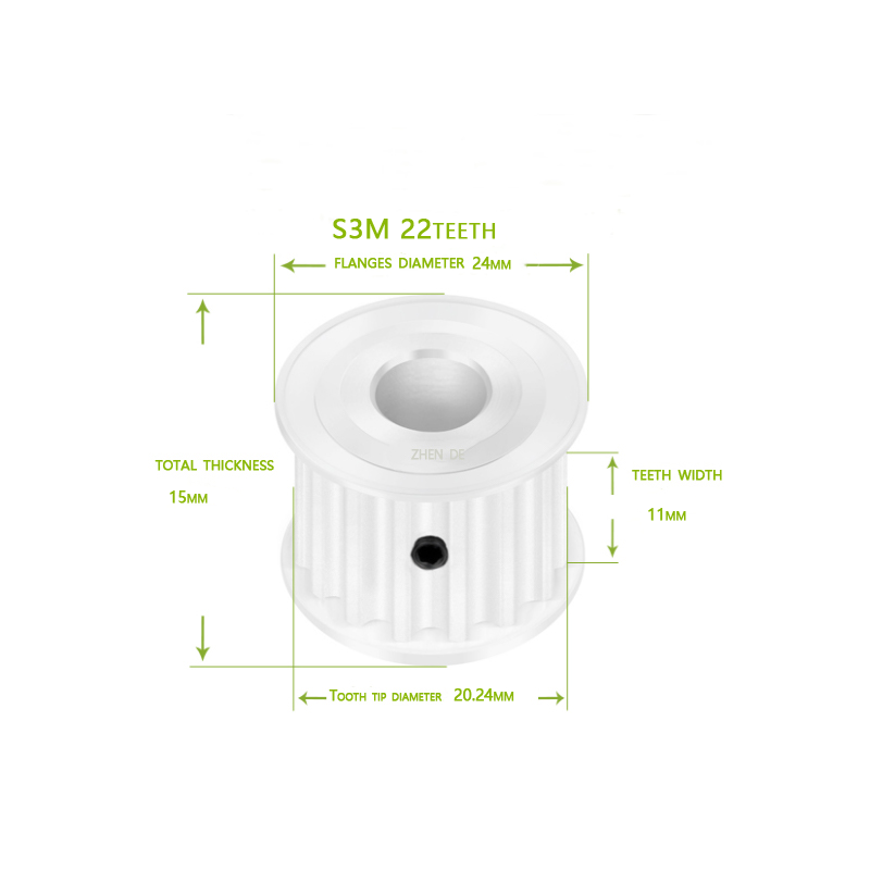 S3M-22 teeth 10mm belt width aluminum timing pulley-ZHENDE
