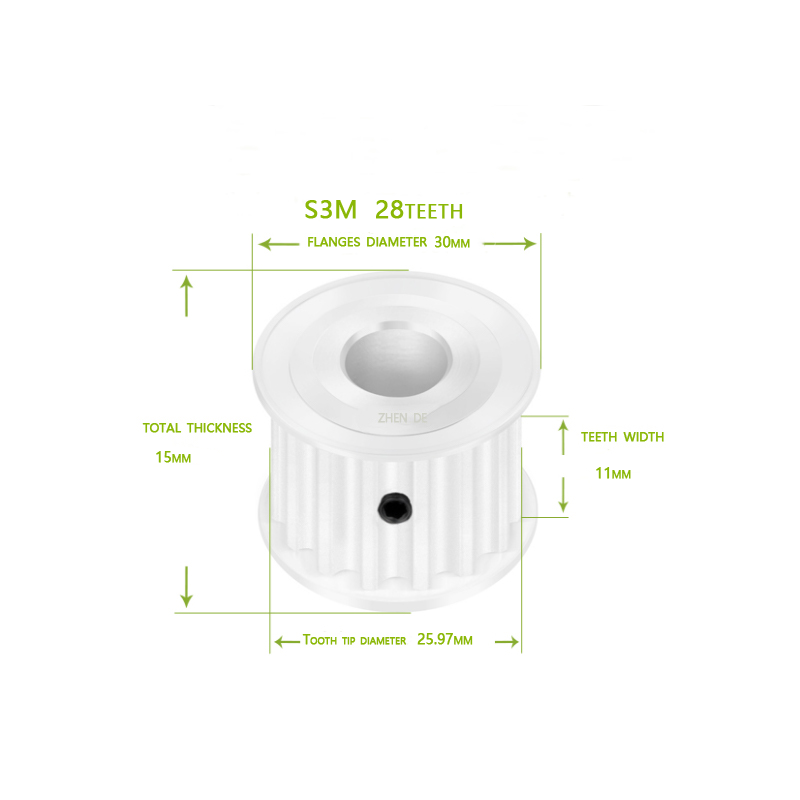 S3M-28 teeth 10mm belt width aluminum timing pulley-ZHENDE