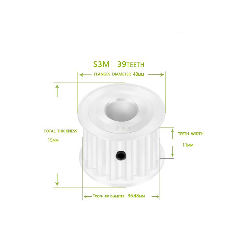 S3M-39teeth 10mm belt width A type Bore 5/6/8/10/12/14/15/19/25 aluminum timing pulley-ZHENDE
