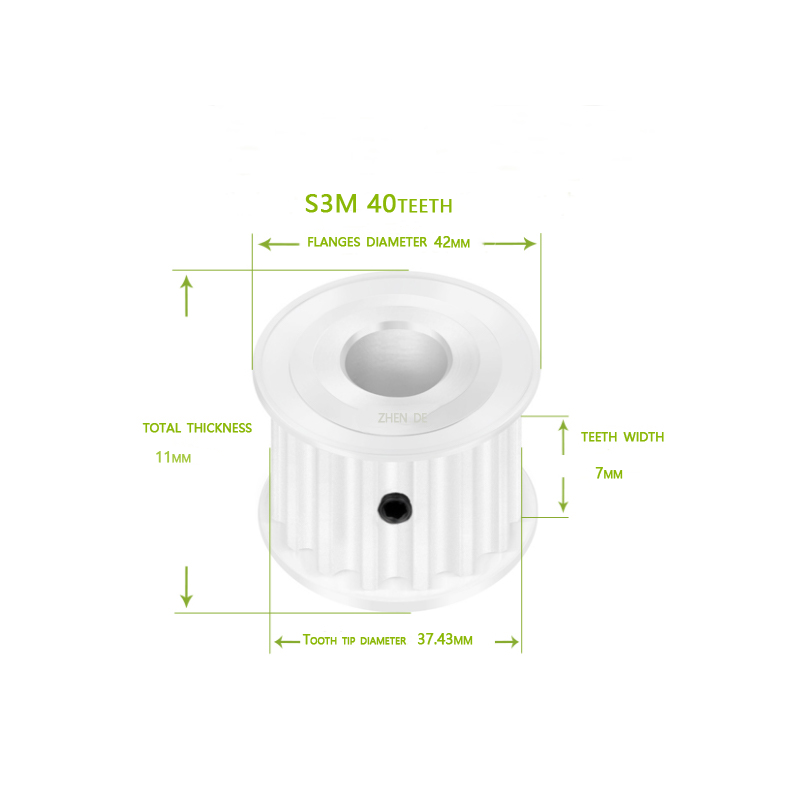 Aluminum Timing Pulley  -3M-40 teeth 6mm belt width