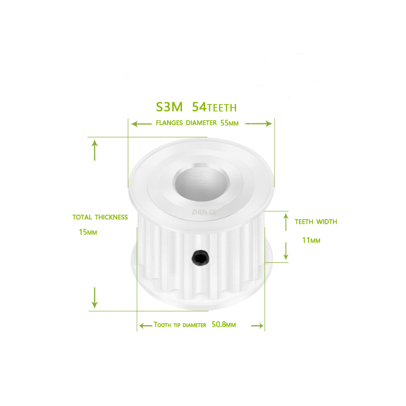 S3M-54teeth 10mm belt width  aluminum timing pulley