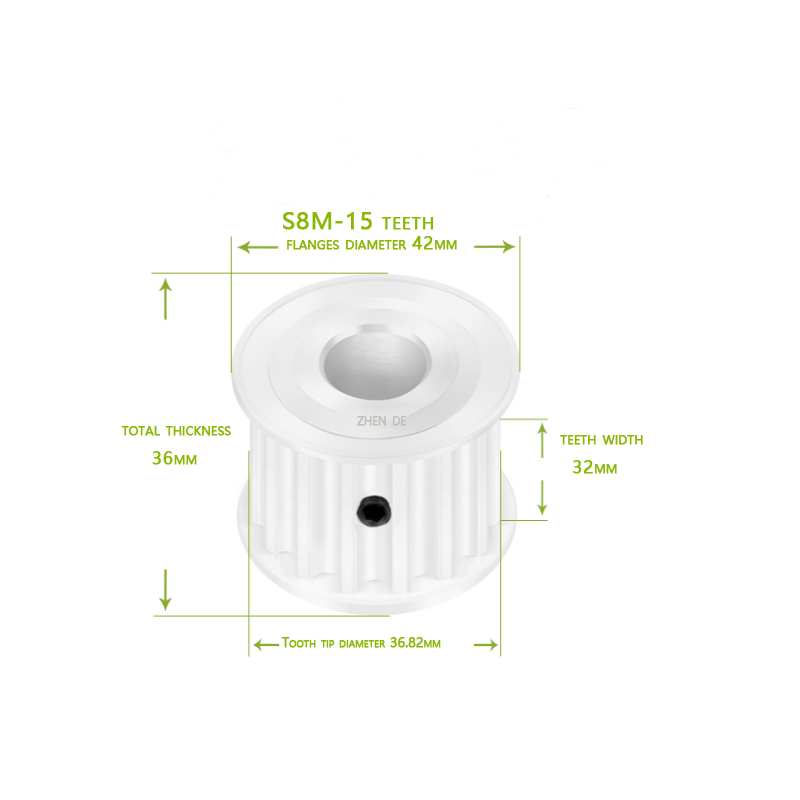S8M-15teeth 30mm belt width A type Bore 8 /10/ 12/ 14/ 15 aluminum tim