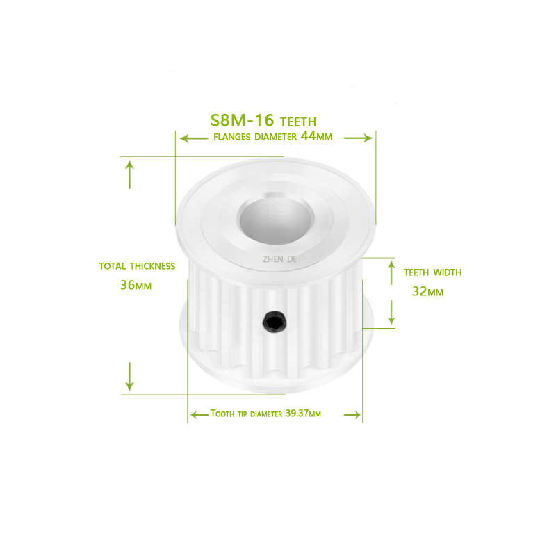 Aluminum timing pulley-S8M-16 teeth 30mm belt width-ZHENDE