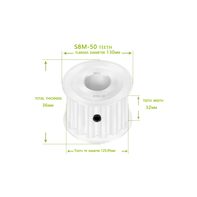 Aluminum timing pulley-S8M-50teeth 30mm belt width -ZHENDE