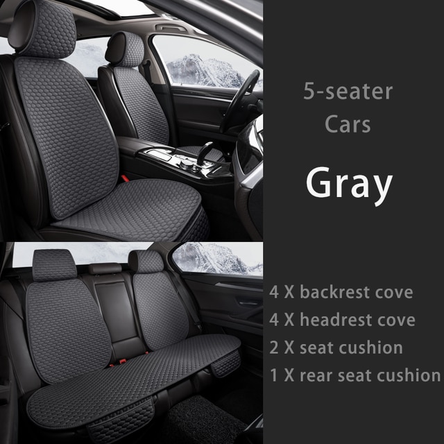 Full Set Imitation Linen Car Seat Covers