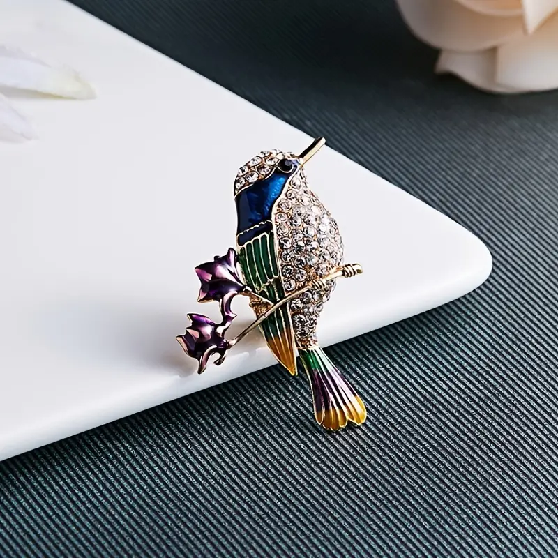 Hummingbird Brooch Pins For Women Fashion Bird Pins Elegant Rhinestone