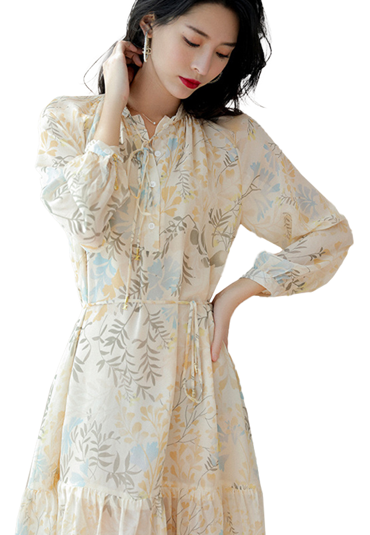 2023 Summer New French Style Floral Silk-blend Dress CA072410