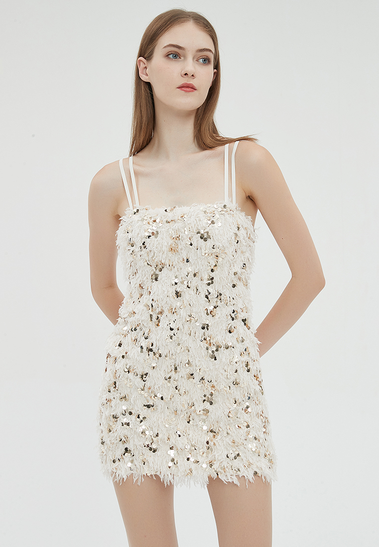 2023 Designer new summerCollection Stylish Sequin Sling Summer Dress B23070510W