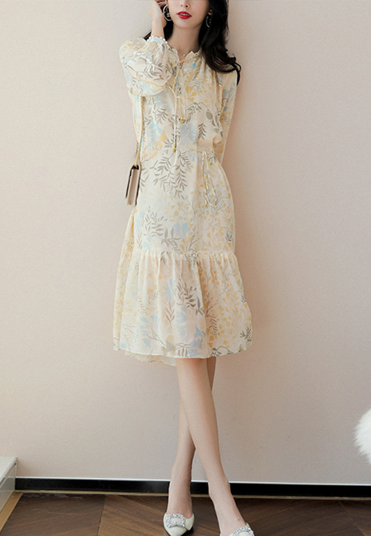 2023 Summer New French Style Floral Silk-blend Dress CA072410