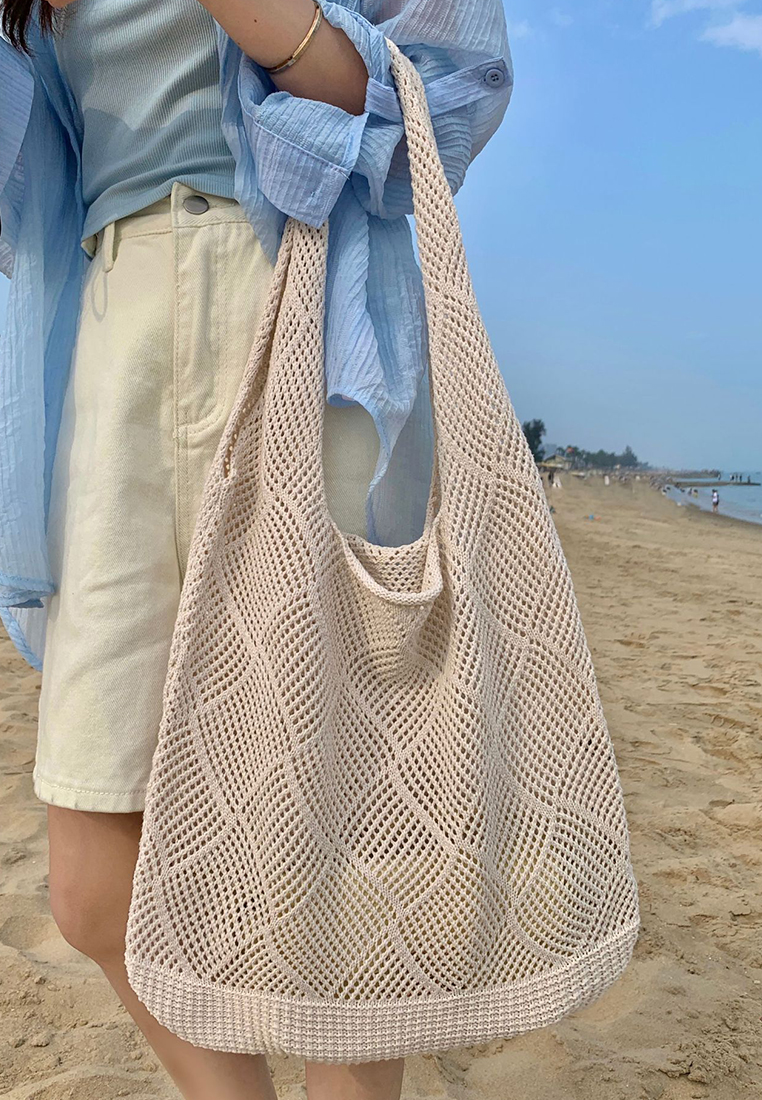 2023 New Hollow Knitted Bag Woolen Tote Bag  Single Shoulder Bag CA080710BE