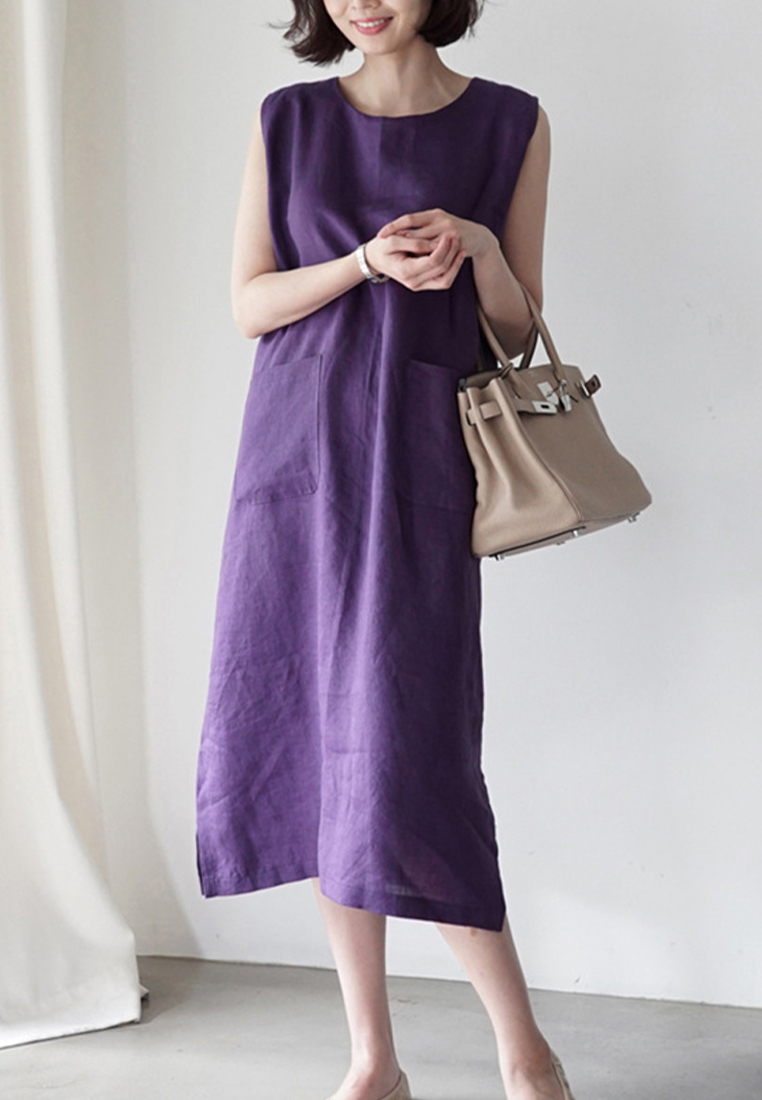 2023Casual Loose Vintage Sleeveless Linen Dress CA061310