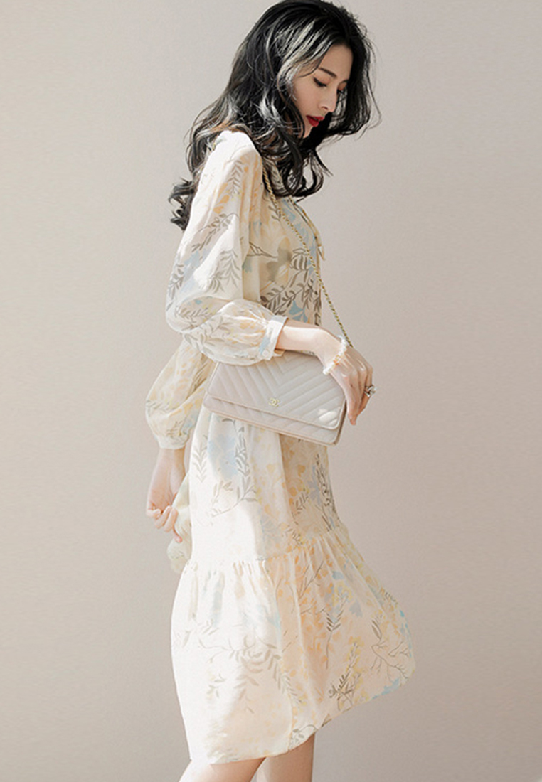 2023 Summer New French Style Floral Silk-blend Dress CA072410