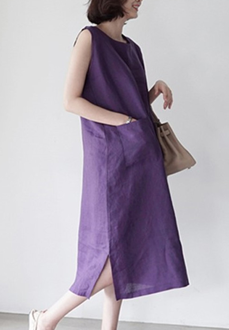 2023Casual Loose Vintage Sleeveless Linen Dress CA061310