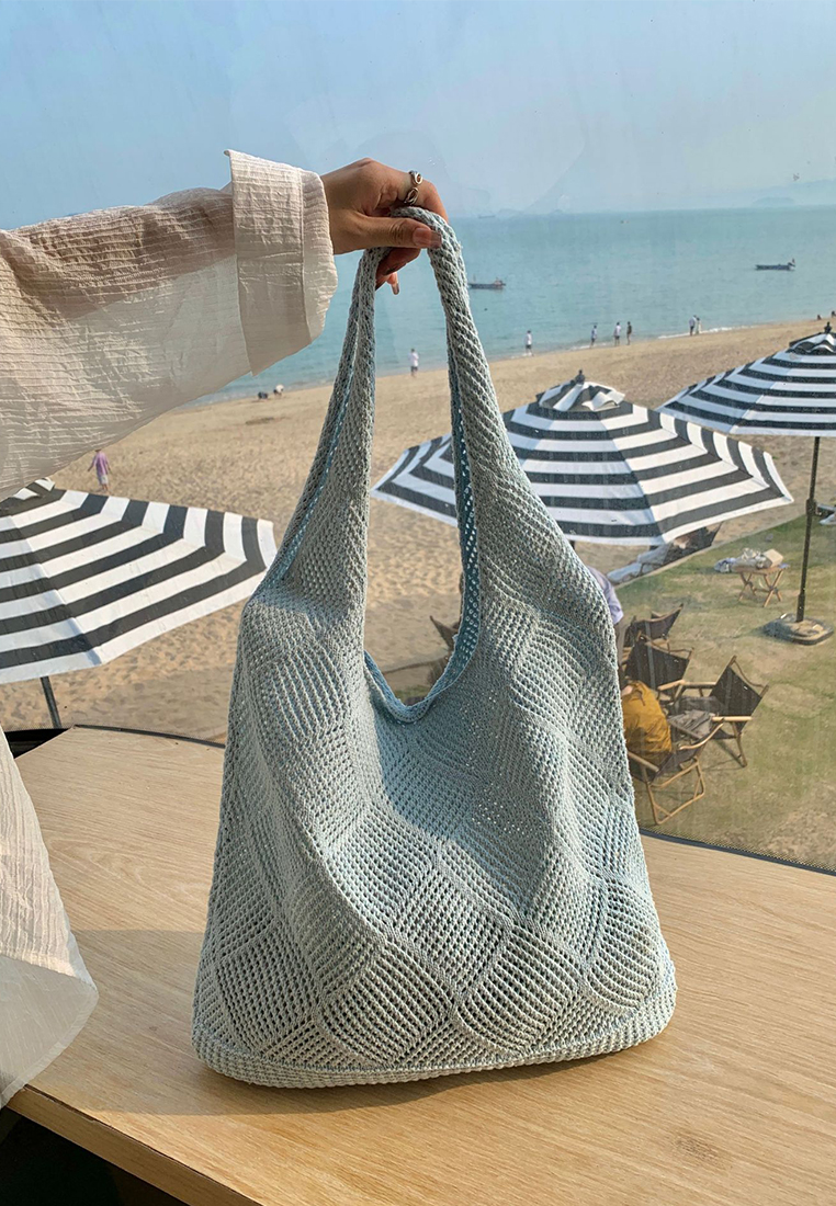 2023 New Hollow Knitted Bag Woolen Tote Bag  Single Shoulder Bag CA080710BE