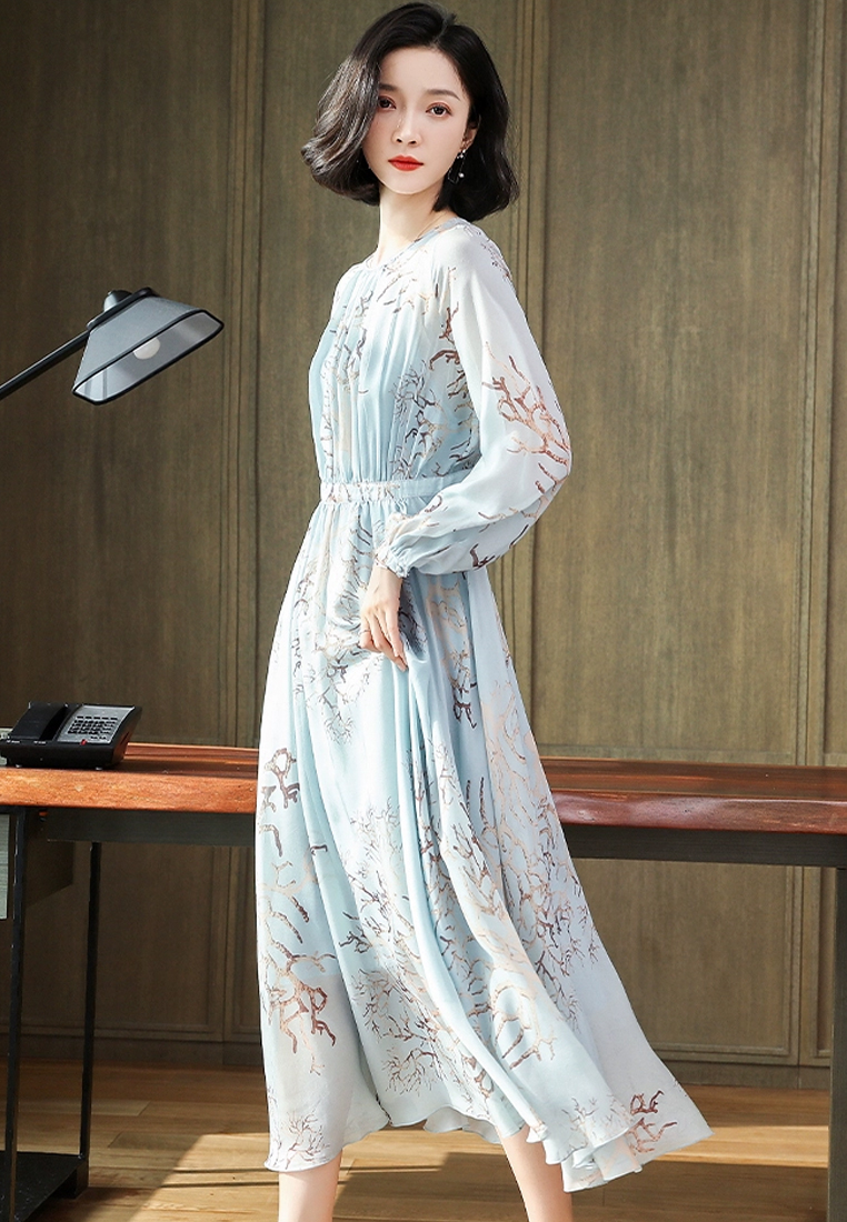 2023 Summer New Fashionable Printed OL Elegant Silk Dress CA072411