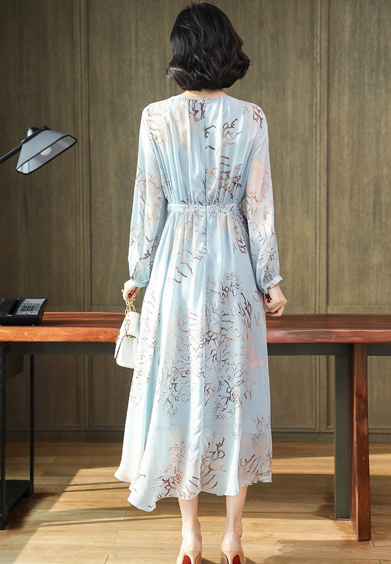 2023 Summer New Fashionable Printed OL Elegant Silk Dress CA072411