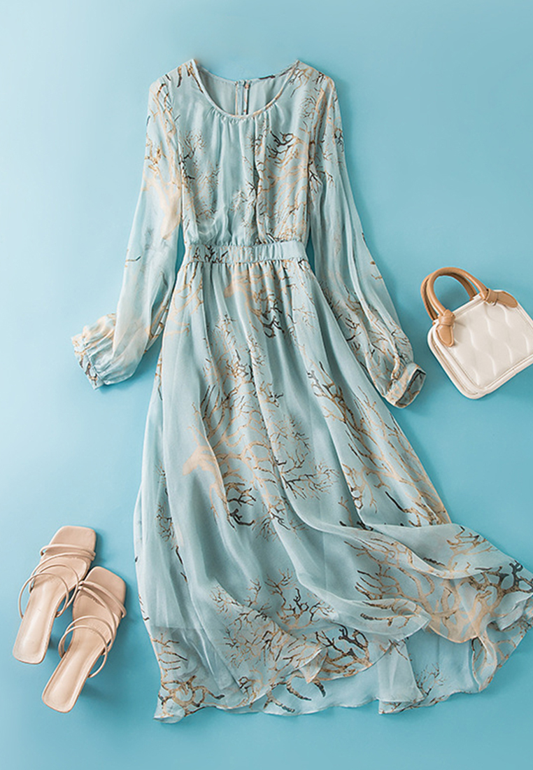 2023 Summer New Fashionable Printed OL Elegant Silk Dress CA072411