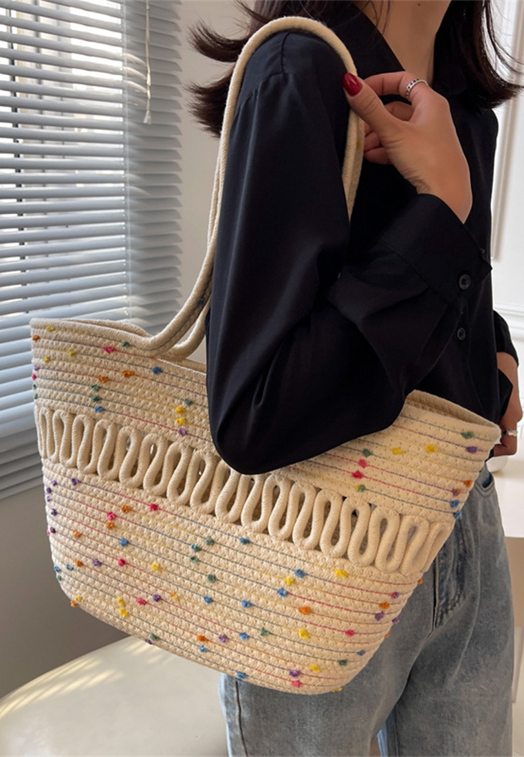 2023 New Hollow Woven Beach Vacation Tote Bag Large Women Bag CA080711BE