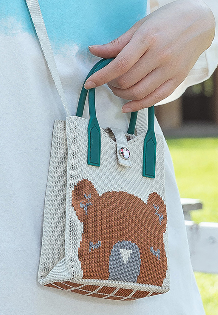 2023 New Fashion Knitted Bag Single Shoulder Bag Teddy Bear Tote Bag CA080712MT