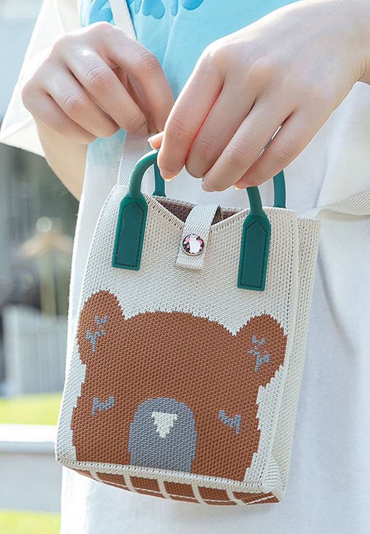 2023 New Fashion Knitted Bag Single Shoulder Bag Teddy Bear Tote Bag CA080712MT