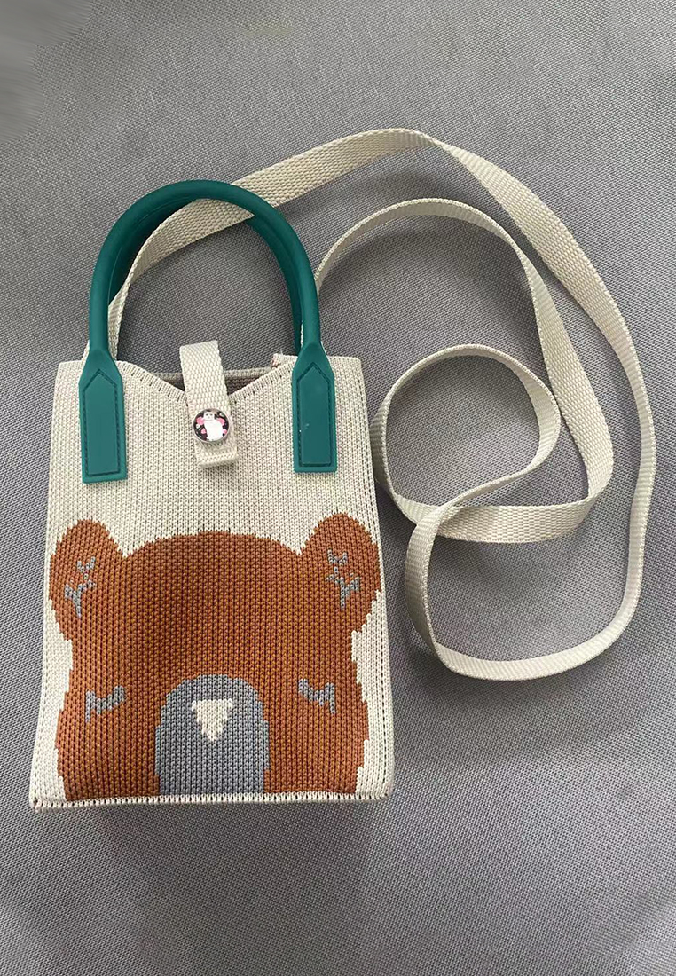 2023 New Fashion Knitted Bag Single Shoulder Bag Teddy Bear Tote Bag CA080712MT