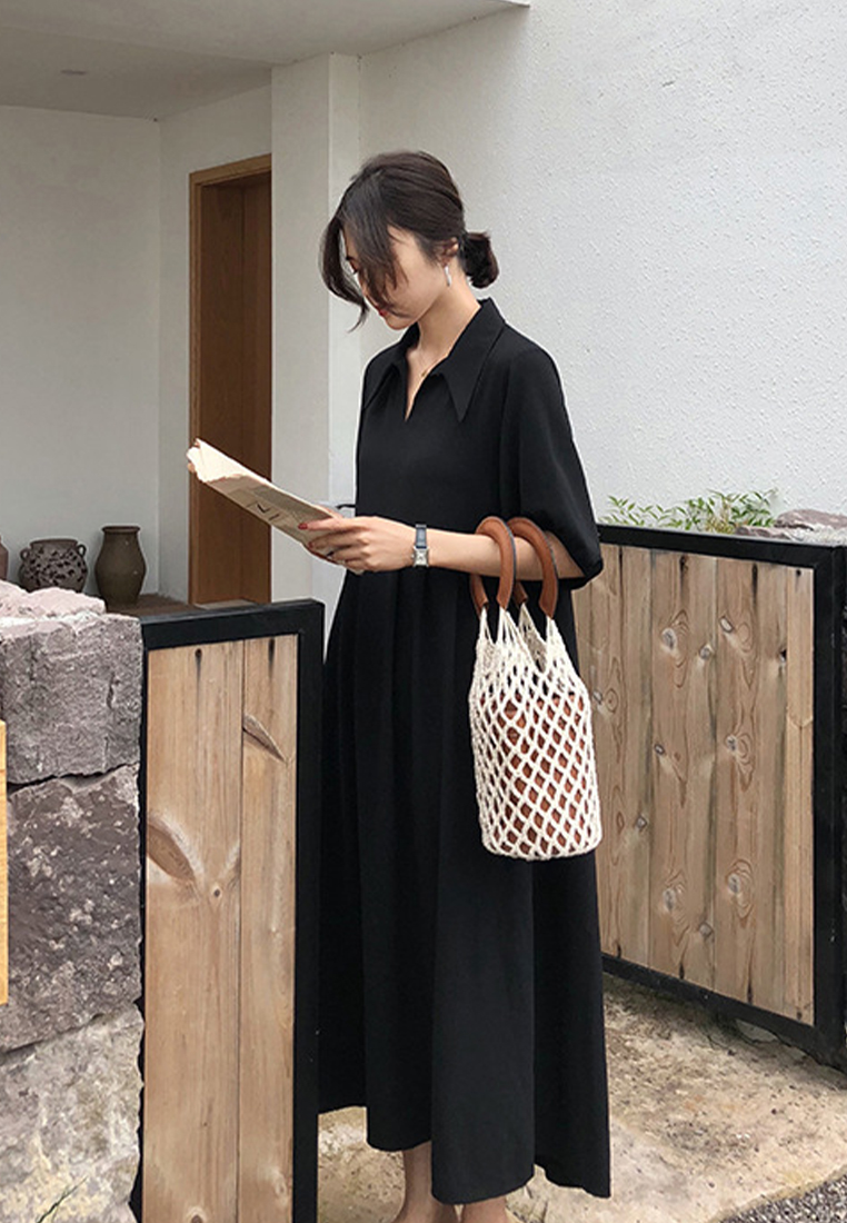 2023 Summer New CollectionBlack Shirt Dress CA061312BK