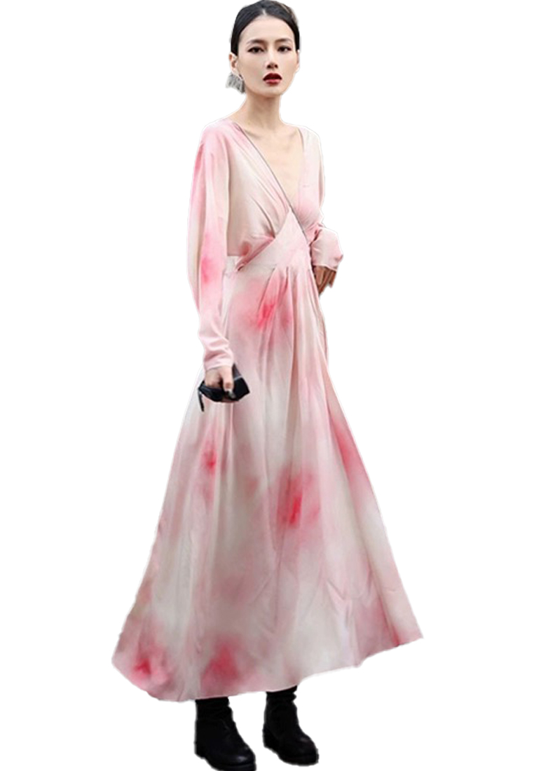 2023 Summer New V-Neck Elegant Silk Dress CA072415