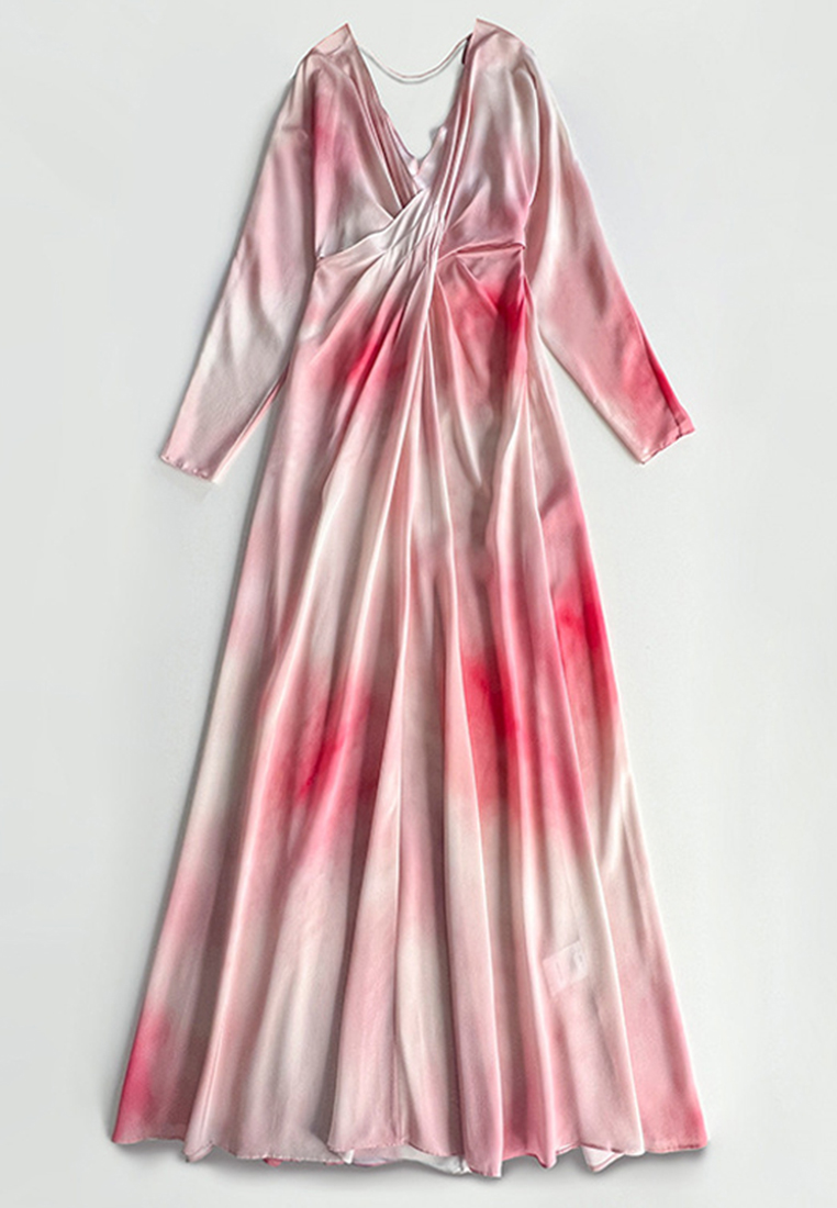 2023 Summer New V-Neck Elegant Silk Dress CA072415