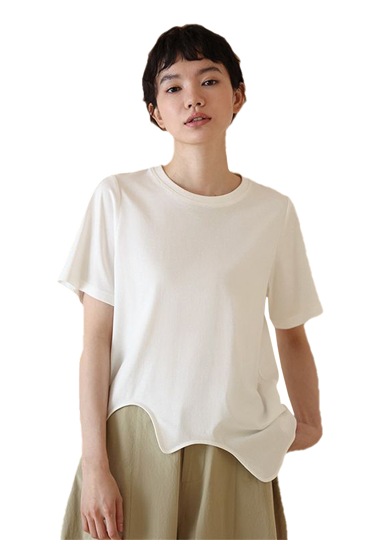 2023 Summer New Stylish Loose Short Sleeve T-Shirt with Fashionable Hem Design CA061302
