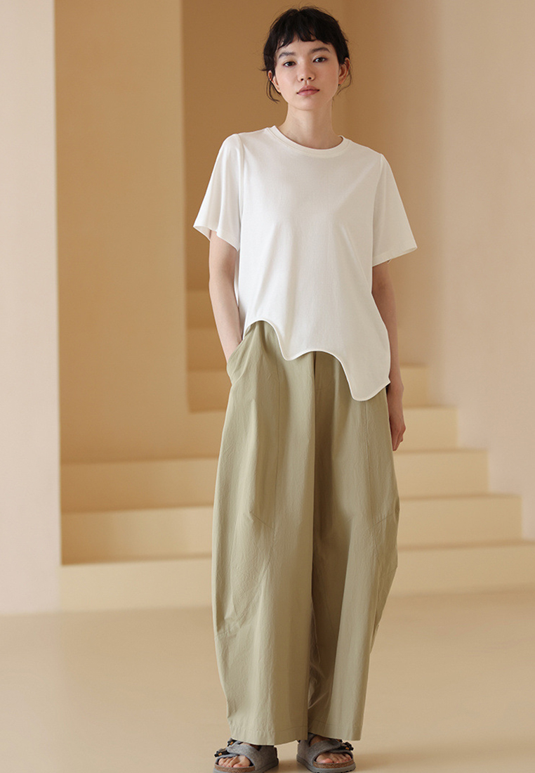 2023 Summer New Stylish Loose Short Sleeve T-Shirt with Fashionable Hem Design CA061302