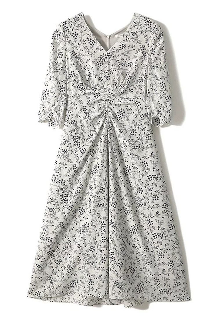 2023 Summer New V-neck Floral Print Elegant Silk Dress CA072402