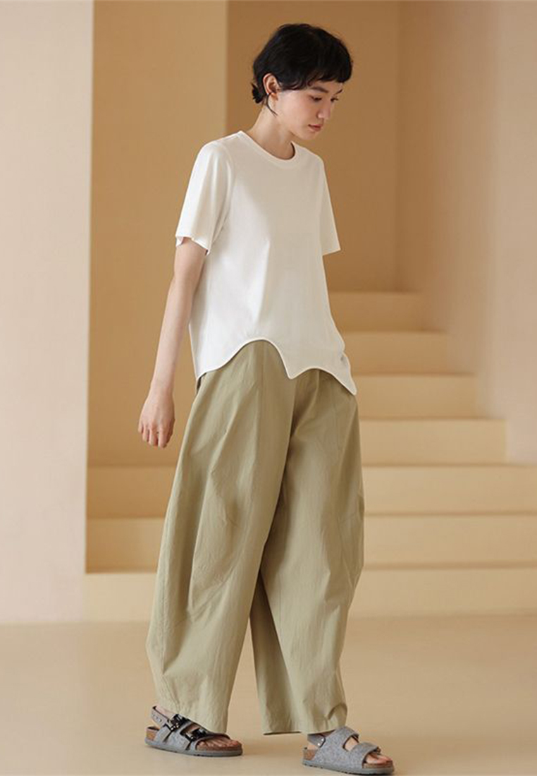 2023 Summer New Stylish Loose Short Sleeve T-Shirt with Fashionable Hem Design CA061302