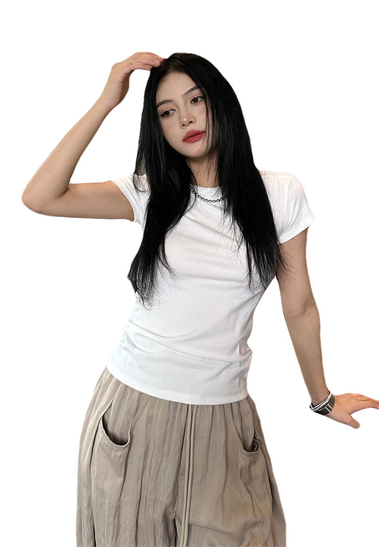 2023 Summer New Solid Color Versatile Casual Short Sleeve T-Shirt CA061303BK