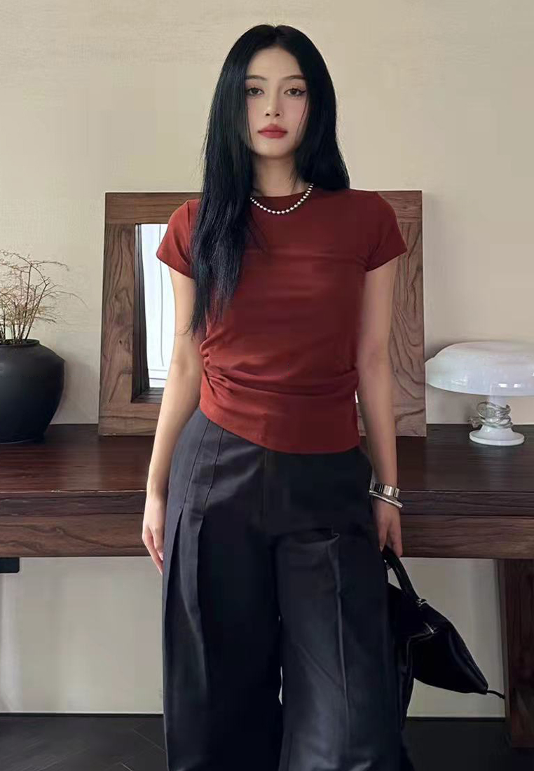 2023 Summer New Solid Color Versatile Casual Short Sleeve T-Shirt CA061303BK