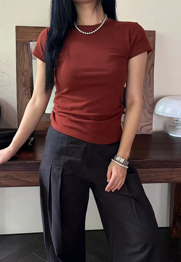 2023 Summer New Solid Color Versatile Casual Short Sleeve T-Shirt CA061303BK