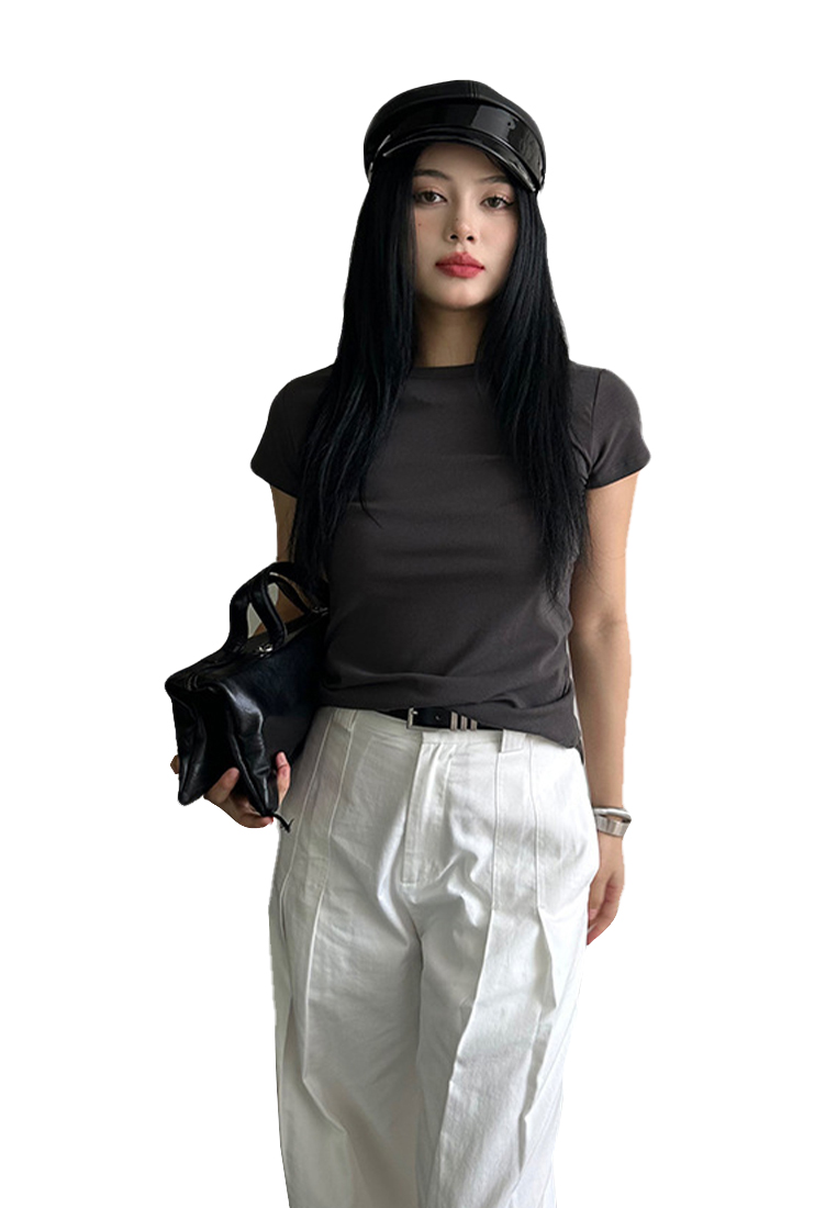 2023 Summer New Solid Color Versatile Casual Short Sleeve T-Shirt CA061303BK