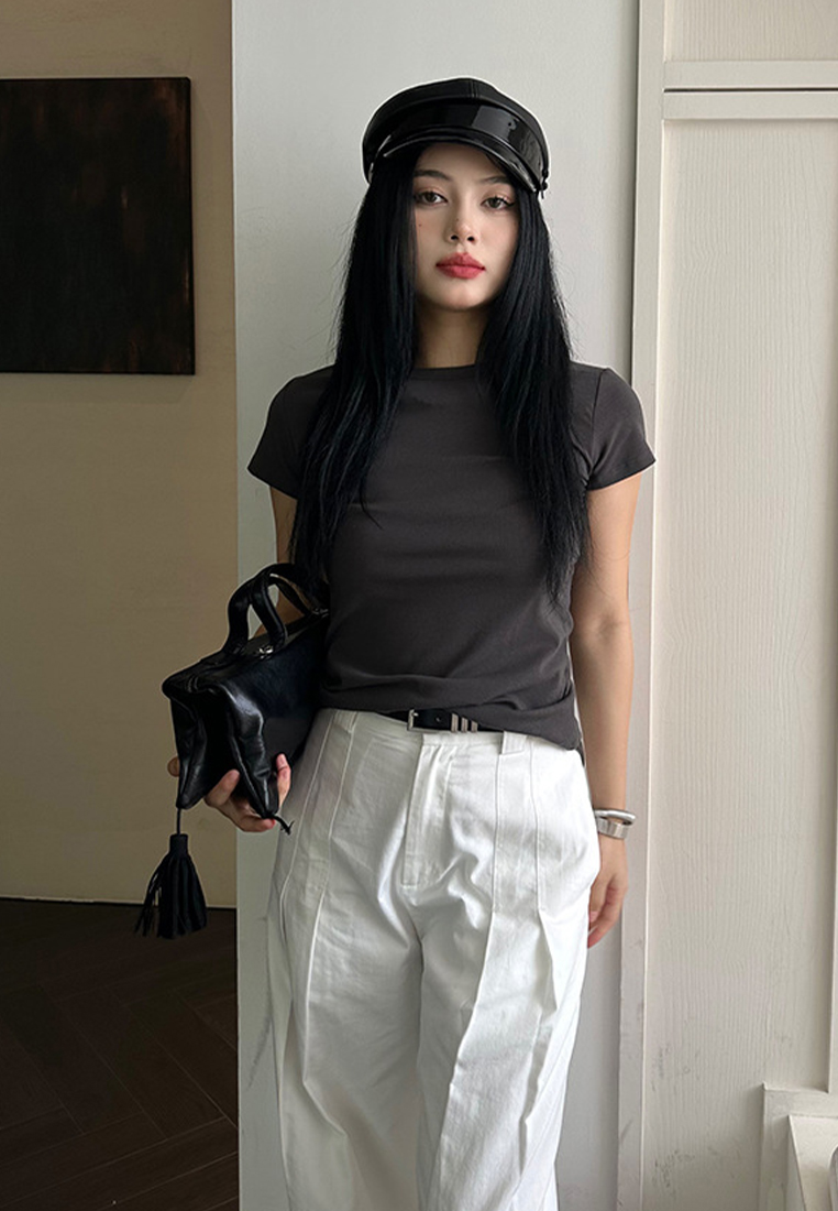 2023 Summer New Solid Color Versatile Casual Short Sleeve T-Shirt CA061303BK