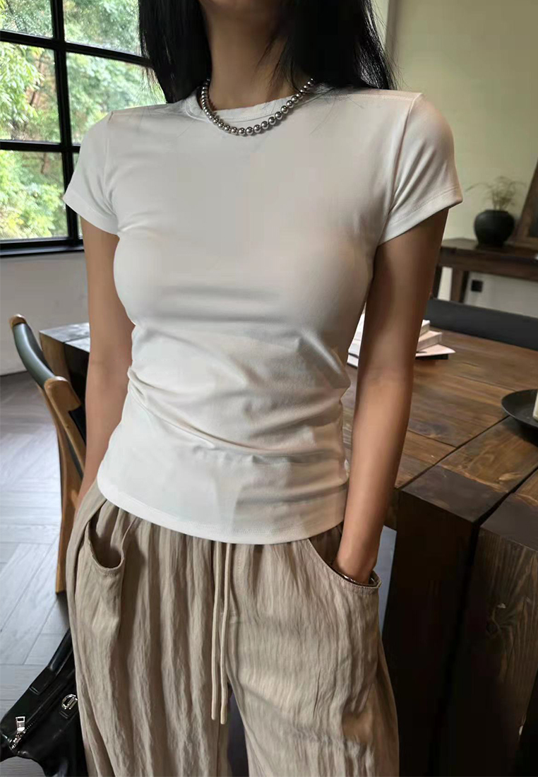 2023 Summer New Solid Color Versatile Casual Short Sleeve T-Shirt CA061303BK