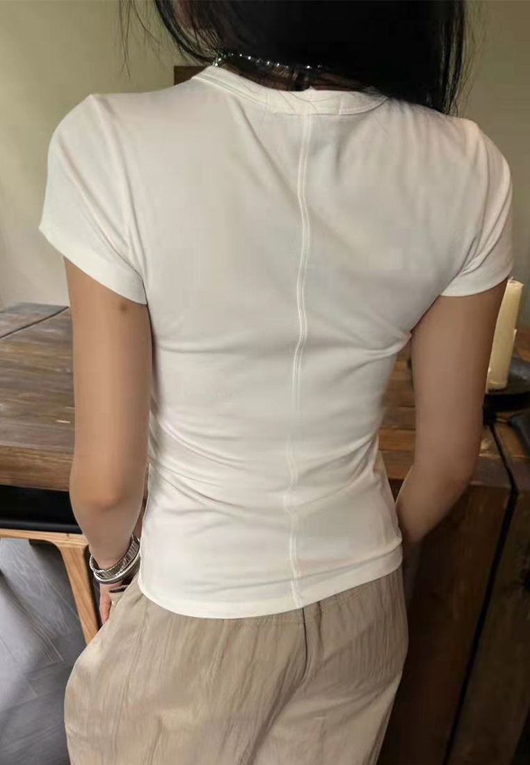 2023 Summer New Solid Color Versatile Casual Short Sleeve T-Shirt CA061303BK