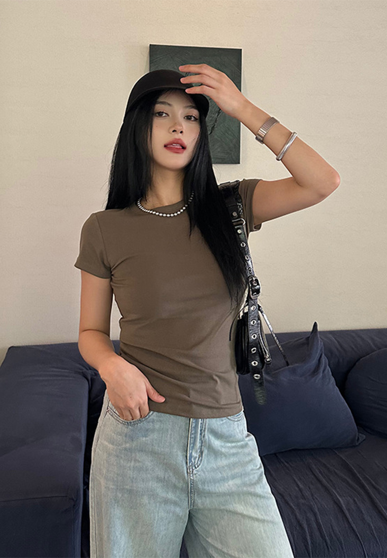 2023 Summer New Solid Color Versatile Casual Short Sleeve T-Shirt CA061303BK