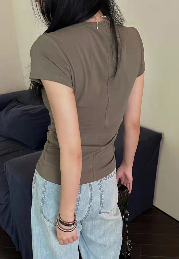 2023 Summer New Solid Color Versatile Casual Short Sleeve T-Shirt CA061303BK