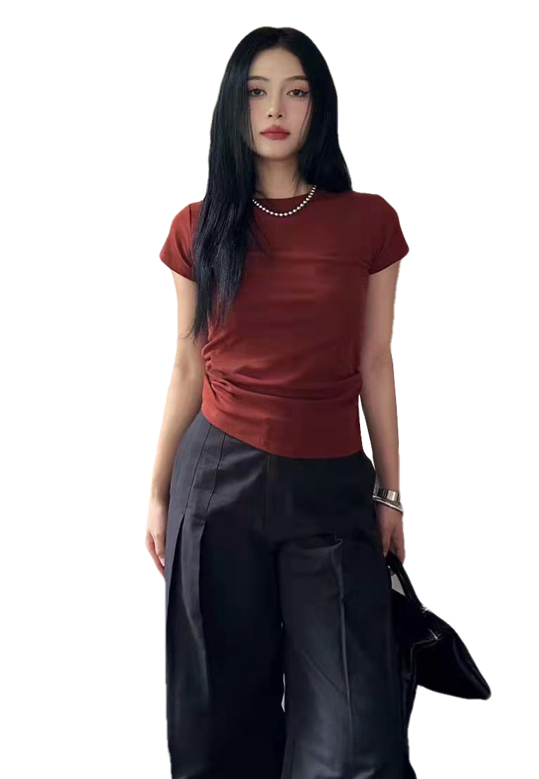 2023 Summer New Solid Color Versatile Casual Short Sleeve T-Shirt CA061303BK