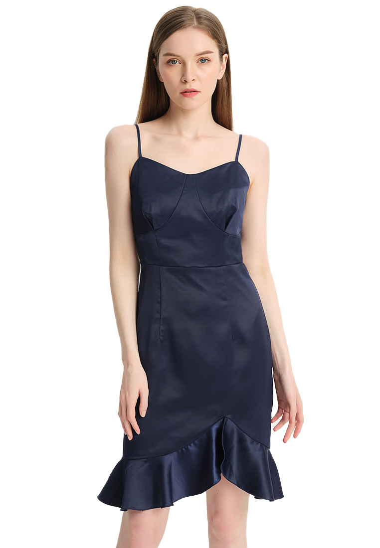 Women Ladies Latest Design Cocktile Dress Luxurious Sexy Faux Acetate for party Sling Irregular Ruffle One Piece Dress B22041203-sunnydaysweety